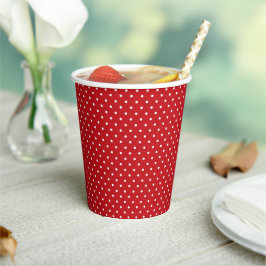 Weiße Polka Dots Muster auf festlichem Rot Pappbecher