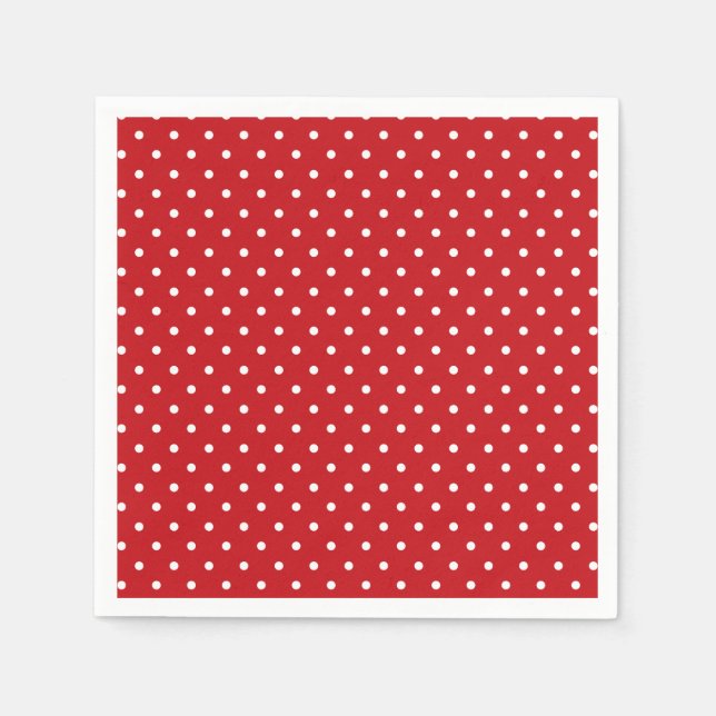 Weiße Polka Dots Muster auf festlichem Rot Serviette (Vorderseite)