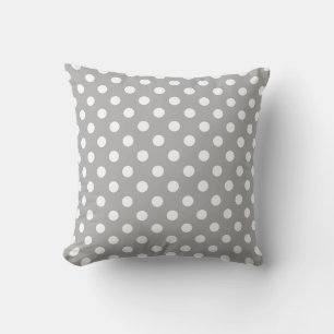 Weiße Polka Dots Muster auf grauem Hintergrund Kissen