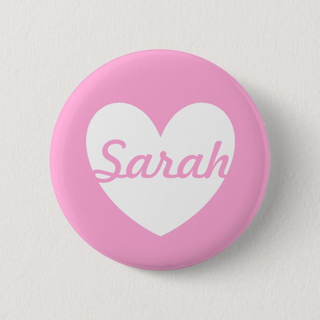 Weiße Polka Herzen auf Cotton Candy Pink Button (Vorderseite)