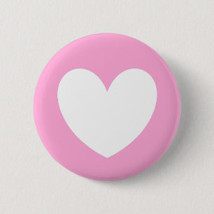 Weiße Polka Herzen auf Cotton Candy Pink Button