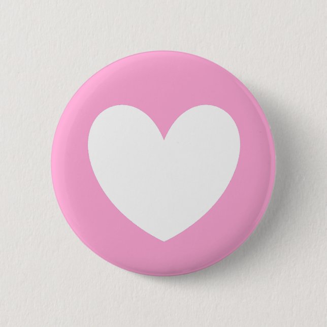 Weiße Polka Herzen auf Cotton Candy Pink Button (Vorderseite)