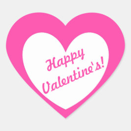 Weiße Polka-Herzen auf Fuchsienrosa Herz-Aufkleber