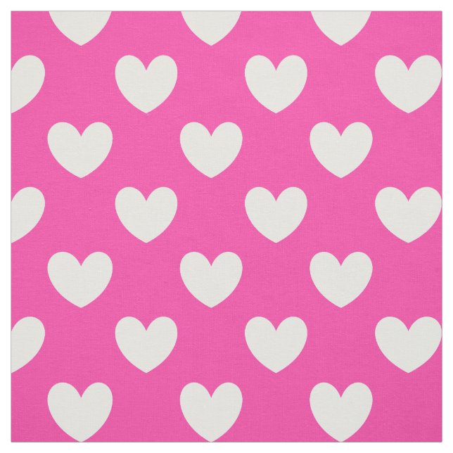 Weiße Polka-Herzen auf Fuchsienrosa Stoff (Muster)