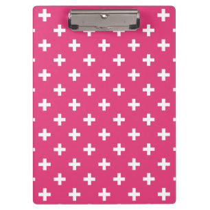 Weiße Polka-Kreuze auf Fuchsia Klemmbrett