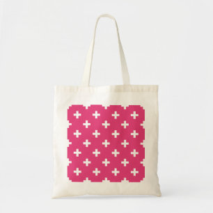 Weiße Polka-Kreuze auf Fuchsia Tragetasche
