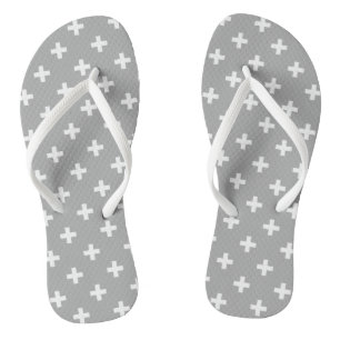 Weiße Polka kreuzt grau Flip Flops