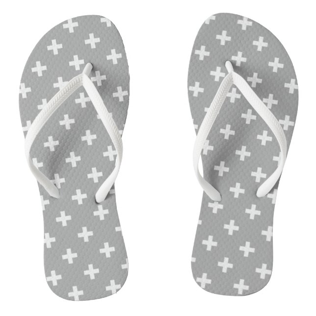 Weiße Polka kreuzt grau Flip Flops (Fußbett)