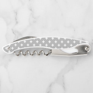 Weiße Polka kreuzt grau Kellnermesser