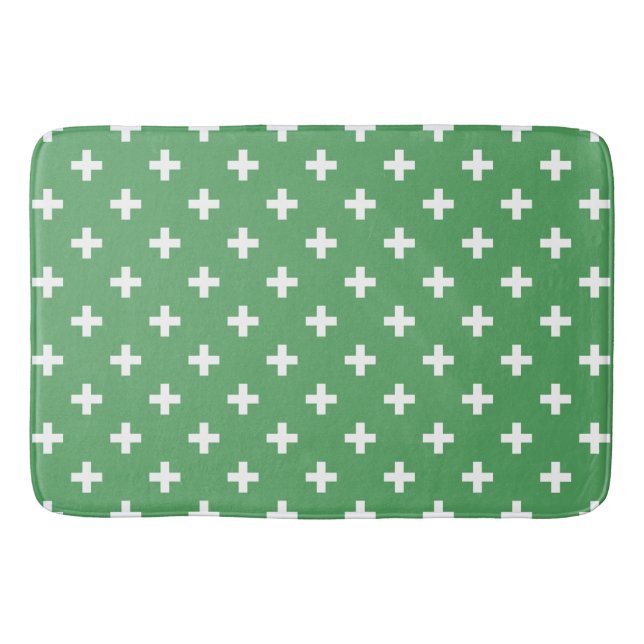 Weiße Polka kreuzt grün Badematte (Vorderseite)
