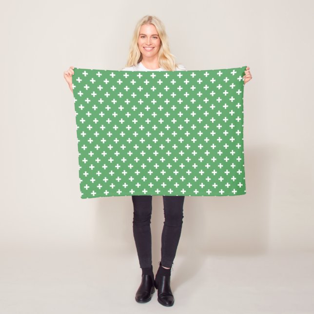 Weiße Polka kreuzt grün Fleecedecke (Beispiel)
