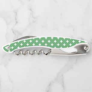 Weiße Polka kreuzt grün Kellnermesser