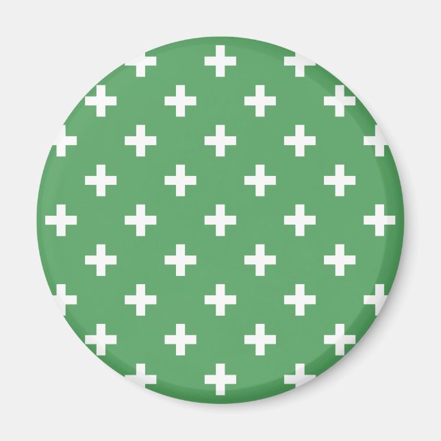 Weiße Polka kreuzt grün Magnet (Vorne)
