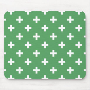 Weiße Polka kreuzt grün Mousepad