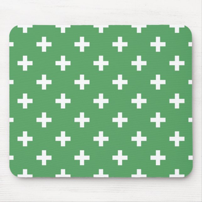 Weiße Polka kreuzt grün Mousepad (Vorne)