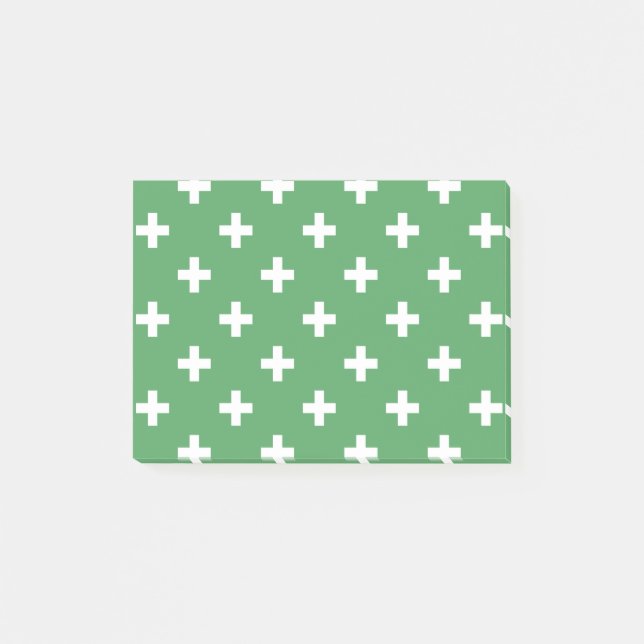 Weiße Polka kreuzt grün Post-it Klebezettel (Vorderseite)
