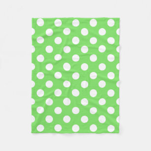 Weiße Polka Punkte auf Apfelgrün Fleecedecke