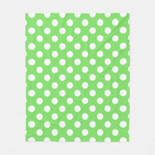 Weiße Polka Punkte auf Apfelgrün Fleecedecke