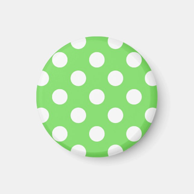 Weiße Polka Punkte auf Apfelgrün Magnet (Vorne)