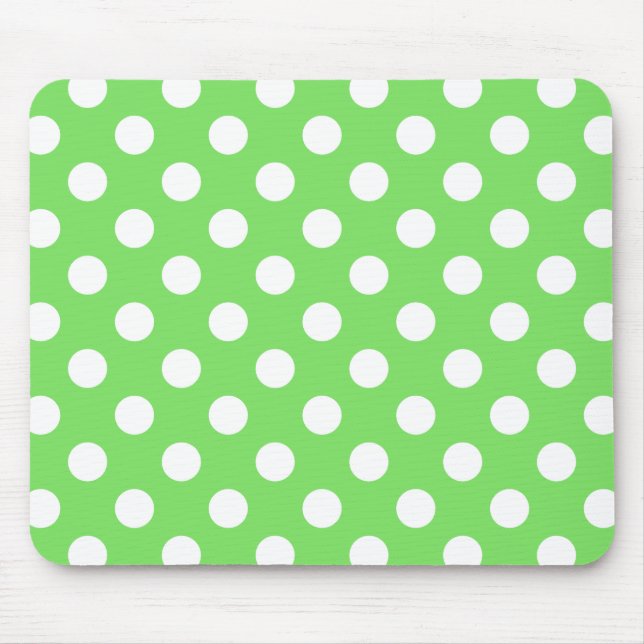 Weiße Polka Punkte auf Apfelgrün Mousepad (Vorne)