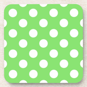 Weiße Polka Punkte auf Apfelgrün Untersetzer