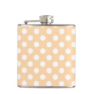 Weiße Polka-Punkte auf Beige Flachmann