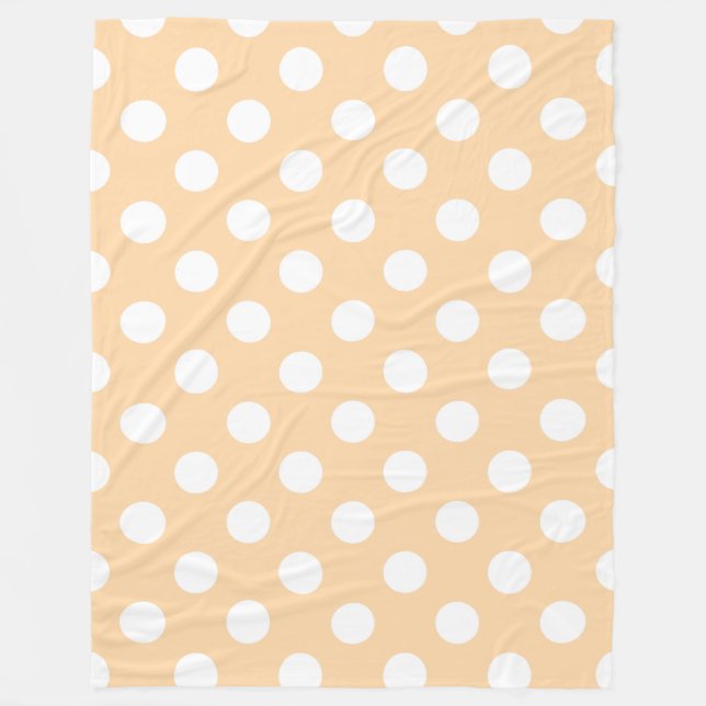 Weiße Polka-Punkte auf Beige Fleecedecke (Vorderseite)
