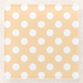 Weiße Polka-Punkte auf Beige Glasuntersetzer