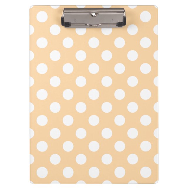 Weiße Polka-Punkte auf Beige Klemmbrett (Vorderseite)