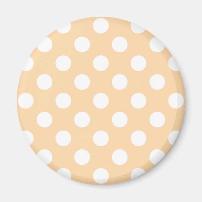 Weiße Polka-Punkte auf Beige Magnet (Vorne)