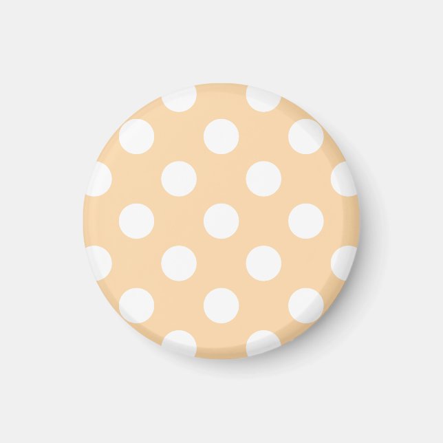 Weiße Polka-Punkte auf Beige Magnet (Vorne)