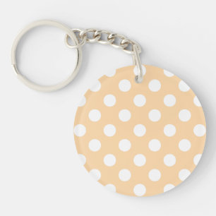 Weiße Polka-Punkte auf Beige Schlüsselanhänger