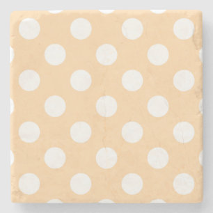 Weiße Polka-Punkte auf Beige Steinuntersetzer
