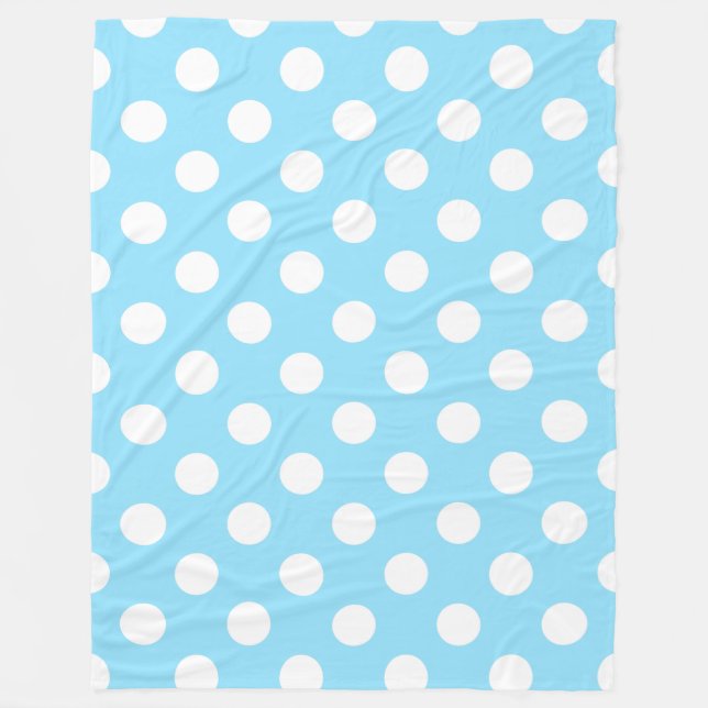 Weiße Polka-Punkte auf blass blau Fleecedecke (Vorderseite)