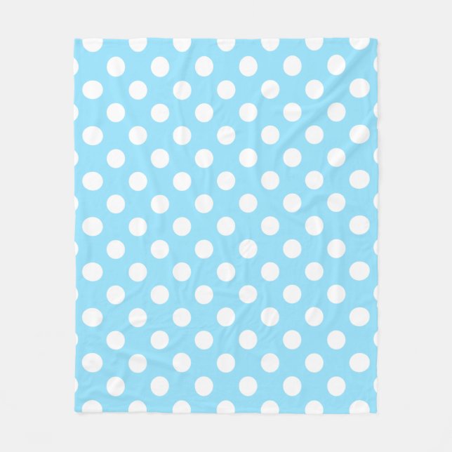 Weiße Polka-Punkte auf blass blau Fleecedecke (Vorderseite)