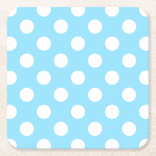 Weiße Polka-Punkte auf blass blau Rechteckiger Pappuntersetzer