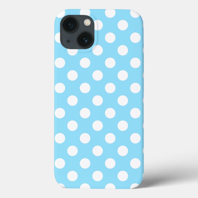 Weiße Polka Punkte auf blass blauen Case-Mate iPho Case-Mate iPhone Hülle (Rückseite)