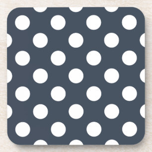 Weiße Polka-Punkte auf blau-grau Getränkeuntersetzer