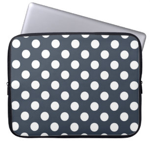 Weiße Polka-Punkte auf blau-grau Laptopschutzhülle