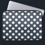 Weiße Polka-Punkte auf blau-grau Laptopschutzhülle<br><div class="desc">Weiße Polka-Punkte auf blau-grau</div>