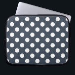 Weiße Polka-Punkte auf blau-grau Laptopschutzhülle<br><div class="desc">Weiße Polka-Punkte auf blau-grau</div>