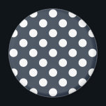 Weiße Polka-Punkte auf blau-grau Magnet<br><div class="desc">Weiße Polka-Punkte auf blau-grau</div>