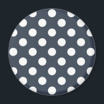 Weiße Polka-Punkte auf blau-grau Magnet<br><div class="desc">Weiße Polka-Punkte auf blau-grau</div>