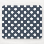 Weiße Polka-Punkte auf blau-grau Mousepad<br><div class="desc">Weiße Polka-Punkte auf blau-grau</div>