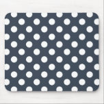 Weiße Polka-Punkte auf blau-grau Mousepad<br><div class="desc">Weiße Polka-Punkte auf blau-grau</div>