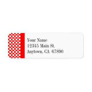 Weiße Polka-Punkte auf dem Red Custom Address Labe