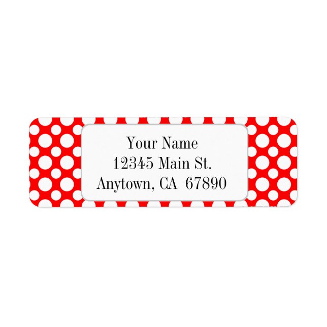Weiße Polka-Punkte auf dem Red Custom Address Labe (Vorne)