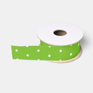 Weiße Polka Punkte auf der grünen Ribbon Ripsband