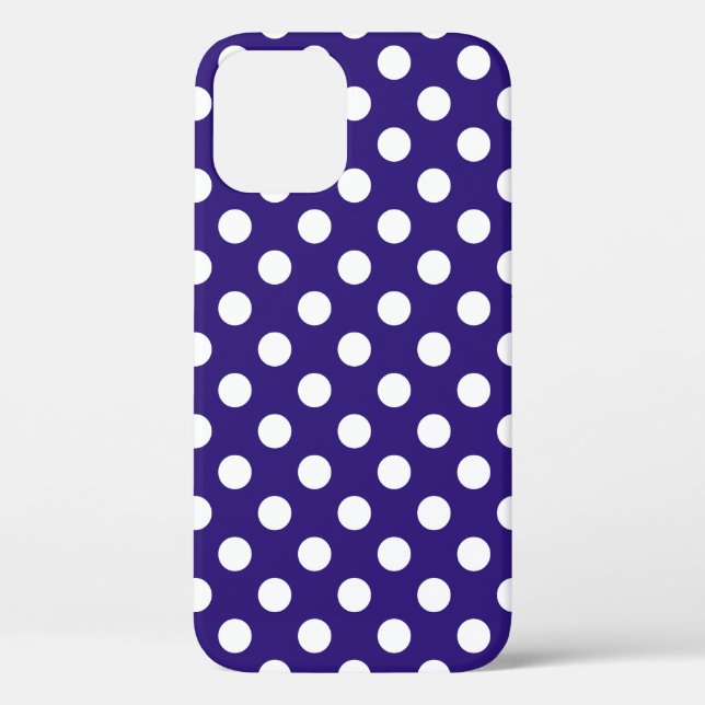 Weiße Polka-Punkte auf dunkelblau Case-Mate iPhone Hülle (Rückseite)