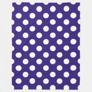 Weiße Polka-Punkte auf dunkelblau Fleecedecke